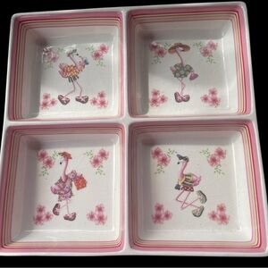 Flamingo Themed Square Ceramic Plates